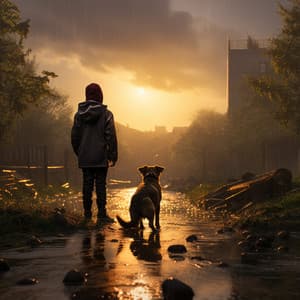 Serenidad Canina De La Lluvia: Sonidos Relajantes Para Perros - Noche Nublada