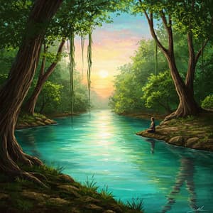 River of Thoughts: Morning Meditation for Letting Go and Staying Present - Stress Relief Calm Oasis