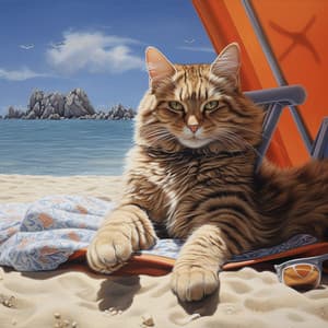 Amor Eterno Del Gato Hacia El Océano: Serenidad En La Costa - Sonidos de la naturaleza pacífica