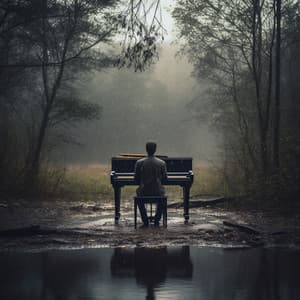Teclas De Piano Hacia La Serenidad: Sendero De Yoga Lluvioso Hacia La Felicidad - Piano y lluvia