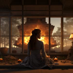 Sueños Melódicos Junto Al Hogar: La Hora De Dormir Del Fuego - Cena Música Chillout