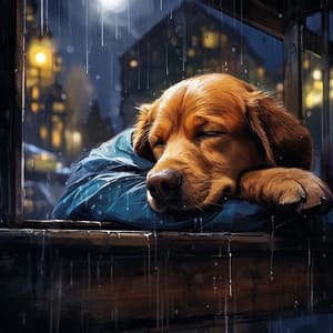 Retiro Tranquilo Para Mascotas Con Piano Lluvioso - Gotas doradas