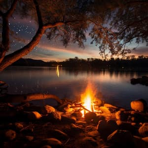 Soothing Creekside Flames: A Gentle Serenade - Rivers and Streams