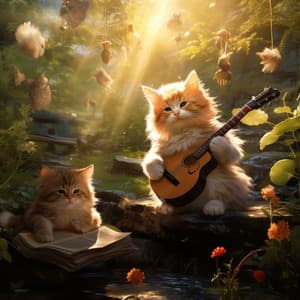 Paws in Cascading Melodies: Cats' Waterfall Serenity - Aurora Beach