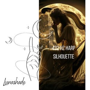 432 Hz Harp Silhouette: Serene Outlines - Lunashade