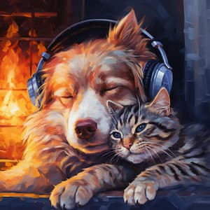 Fire's Warmth: Pets Calming Melodies - Chill My Pooch
