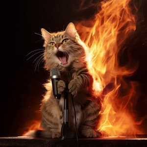 Fire Cat Serenity: Feline Flame Melodies - Foggy Light Wave