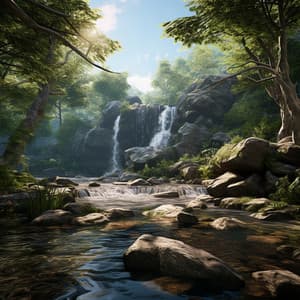 Calm Study by the Waterfall: Soothing Soundscapes - Forest Noir