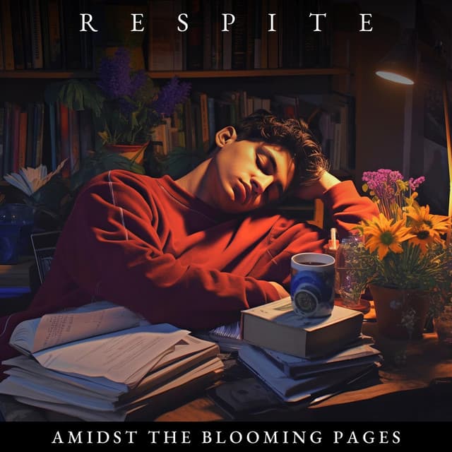 Respite Amidst the Blooming Pages - Sleeping Baby