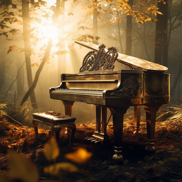 Sinfonía De La Luz Solar: El Piano Pinta Melodías Doradas En Hojas Rociadas De Rocío - Piano para Estudiar